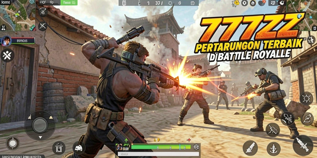 Tangkapan layar gameplay 777ZX yang menampilkan aksi battle royale seru.
