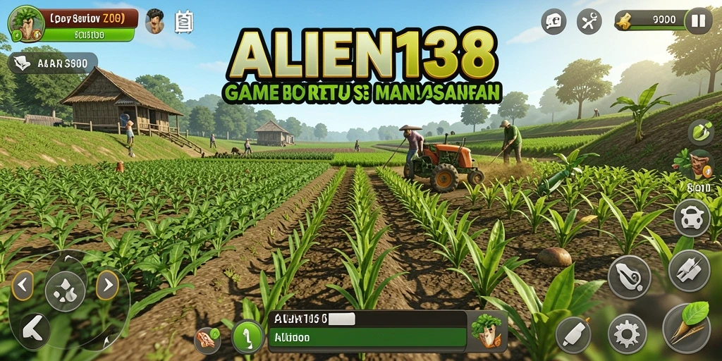 Tampilan gameplay dari game bertani seru ALIEN138.