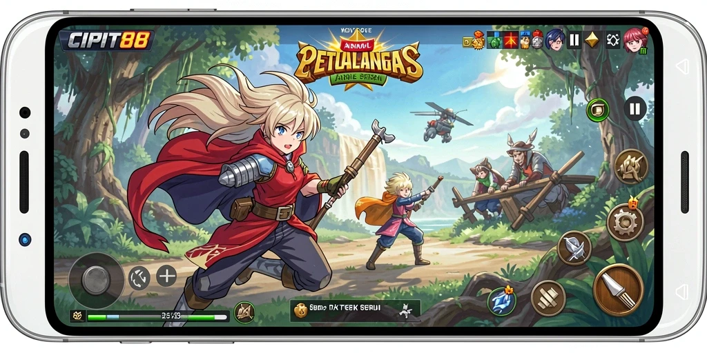 Screenshot utama CIPIT88 menampilkan pertempuran seru dalam dunia anime.