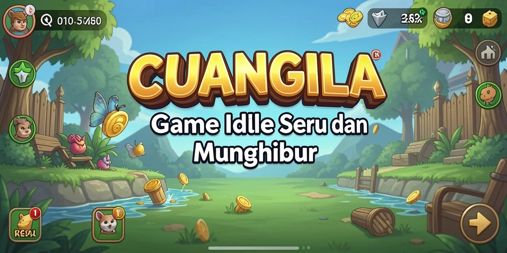 Tampilan gameplay CUANGILA dengan karakter yang beraksi otomatis.