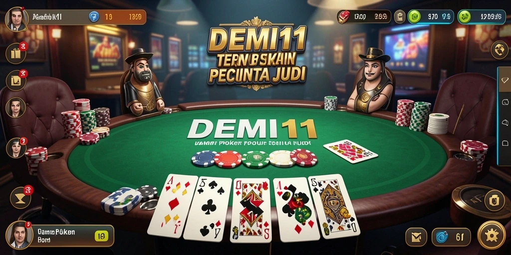 Screenshot DEMI11 menampilkan aksi seru permainan Poker yang intens.