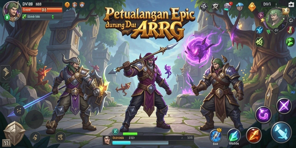 Tangkapan layar gameplay DV188 menampilkan pertempuran seru dalam dunia ARPG.