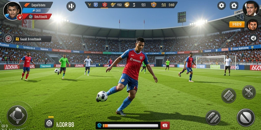 Tampilan gameplay H89 dengan aksi sepak bola yang seru.