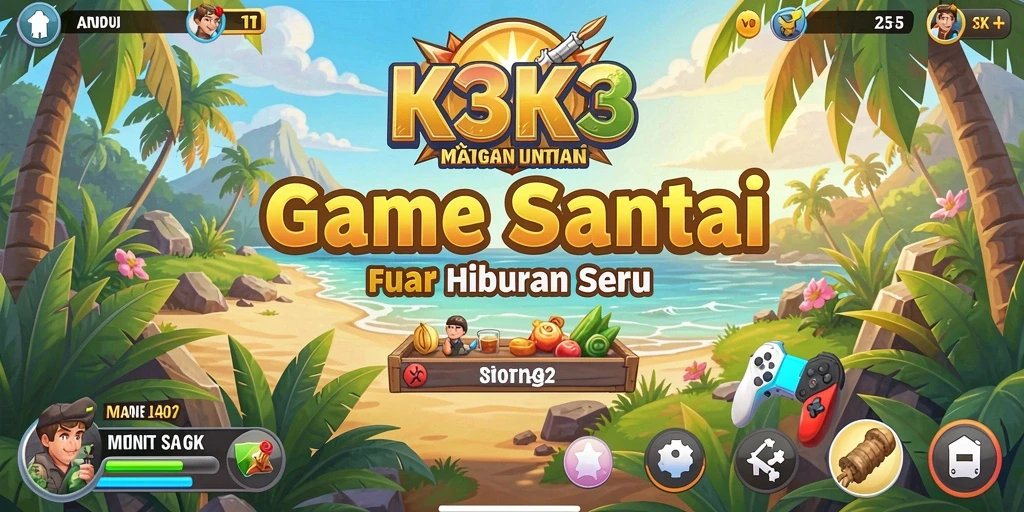 Tampilan gameplay seru dengan warna-warna cerah di K3K3.