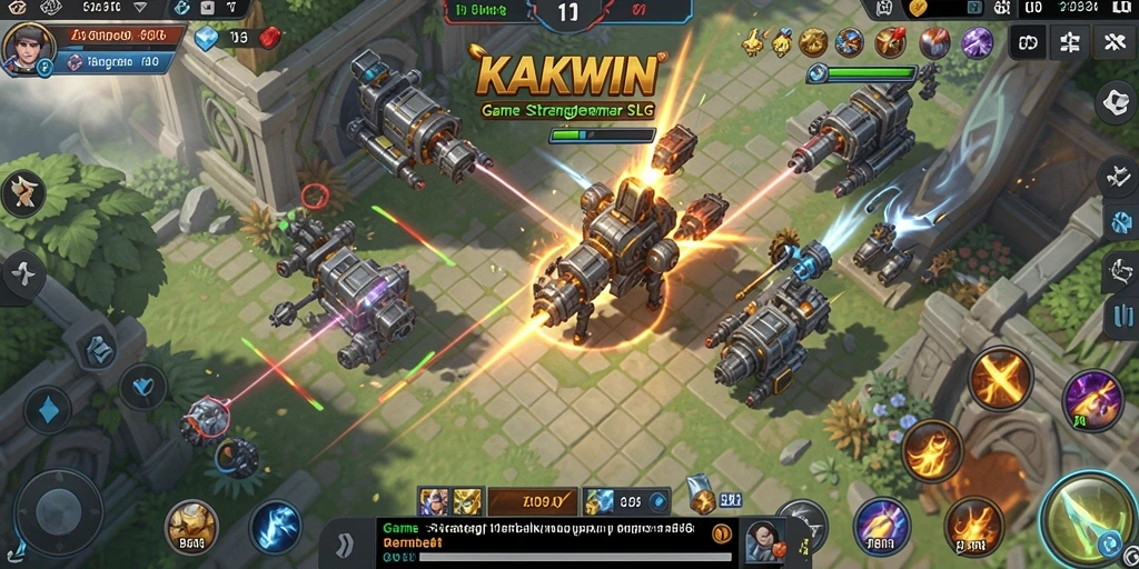 Tangkapan layar utama KAKWIN menampilkan pertarungan strategi seru.