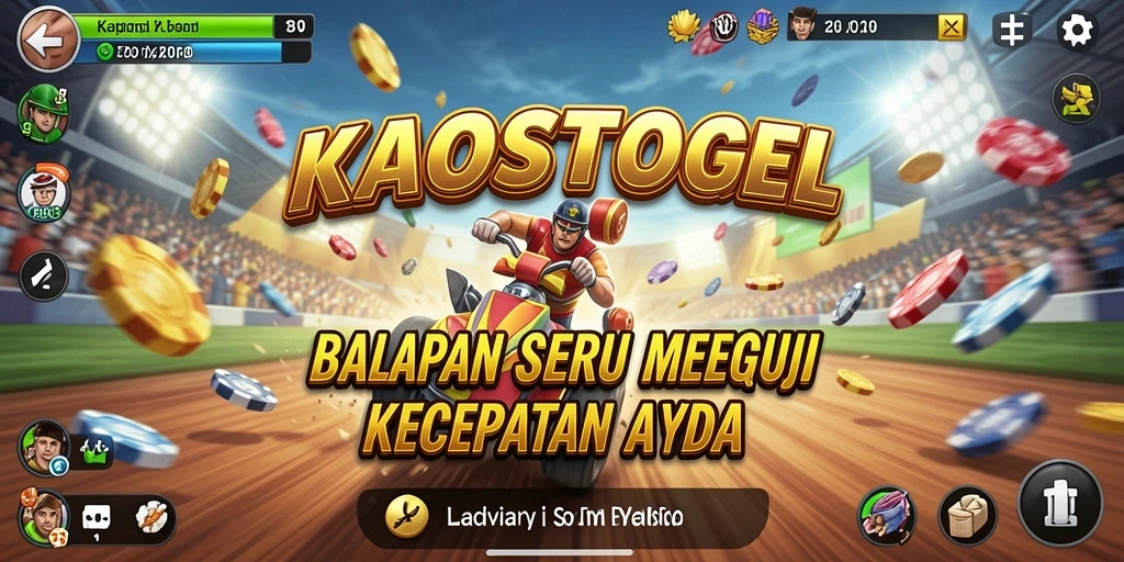 Gameplay seru KAOSTOGEL dengan balapan ketegangan tinggi.