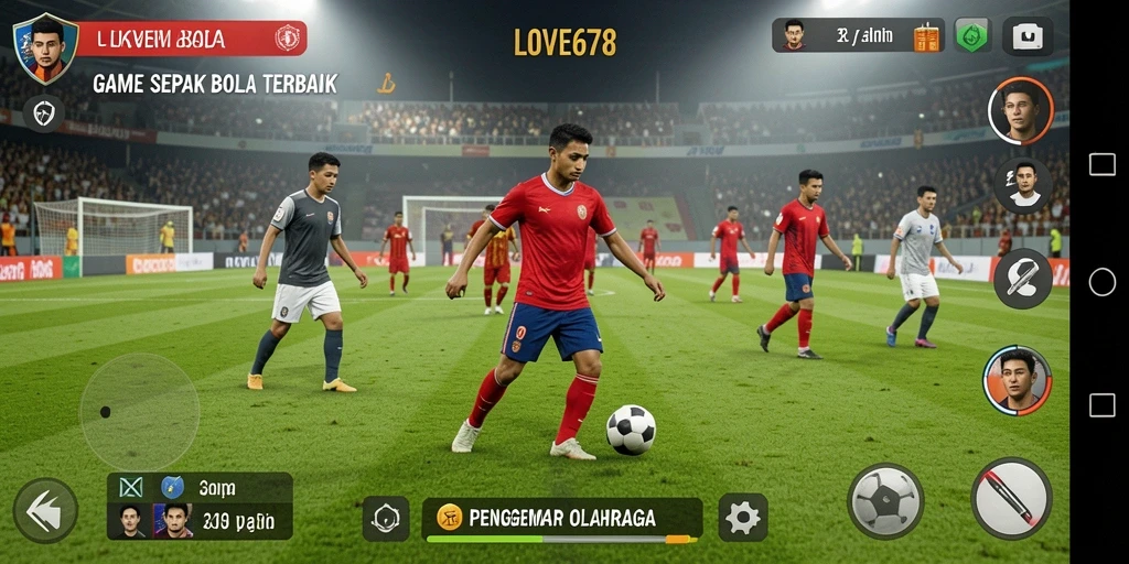 Tampilan gameplay yang seru dalam LOVE678 dengan aksi sepak bola yang mendebarkan.