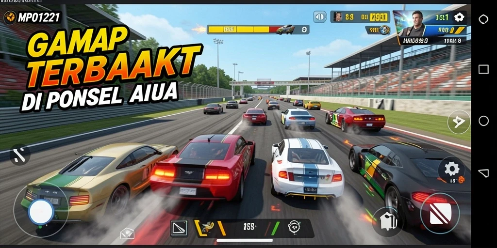 Tampilan menarik dari gameplay balap yang mendebarkan di MPO1221.