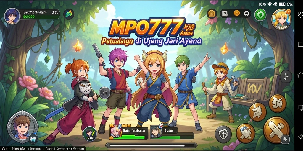 Tampilan gameplay MPO777 yang penuh warna dan karakter anime yang dinamis.
