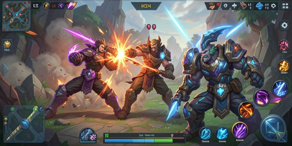 Gameplay N32 yang penuh aksi dan strategi di arena pertempuran.