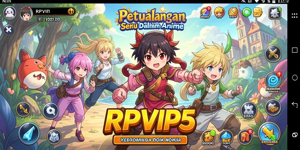 Tampilan gameplay RPVIP5 dengan karakter anime yang menarik.